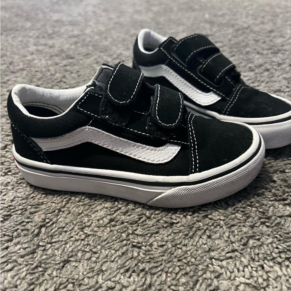 Vans Black and White Old Skool Velcro Sneakers